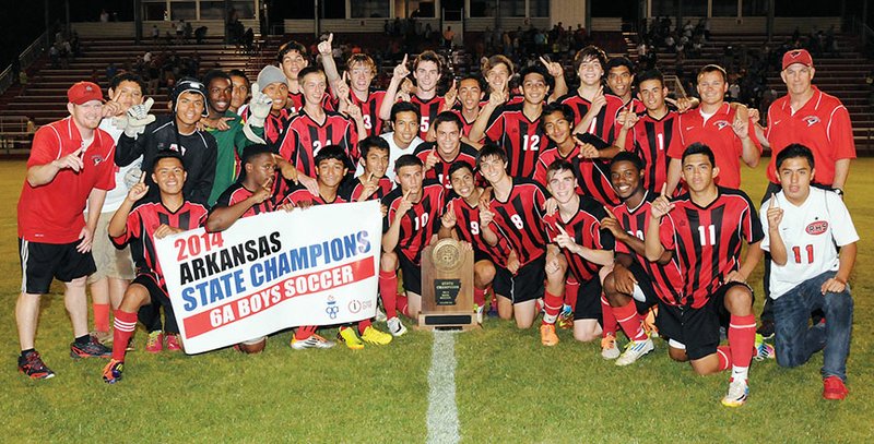 The Russellville Cyclones beat Greenwood 1-0 in overtime to win the Class 6A state soccer championship in May at the University of Arkansas at Fayetteville.