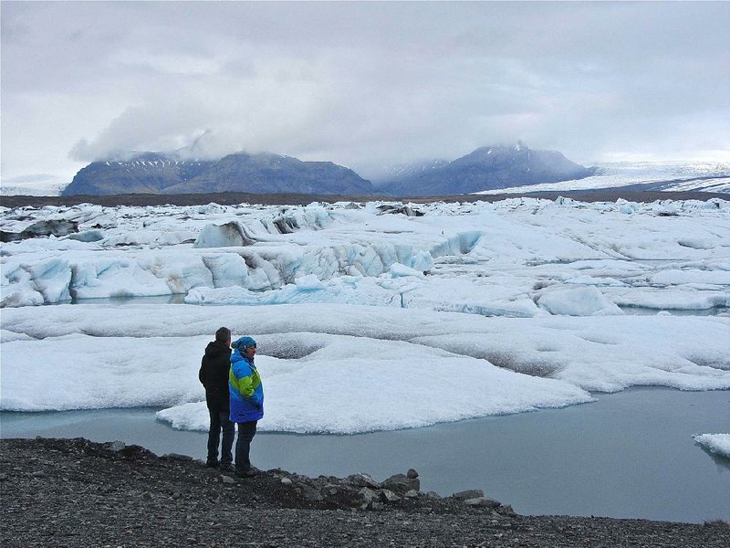 Visitors admire the iceberg lagoon at Jokulsarlon on Iceland’s south coast.