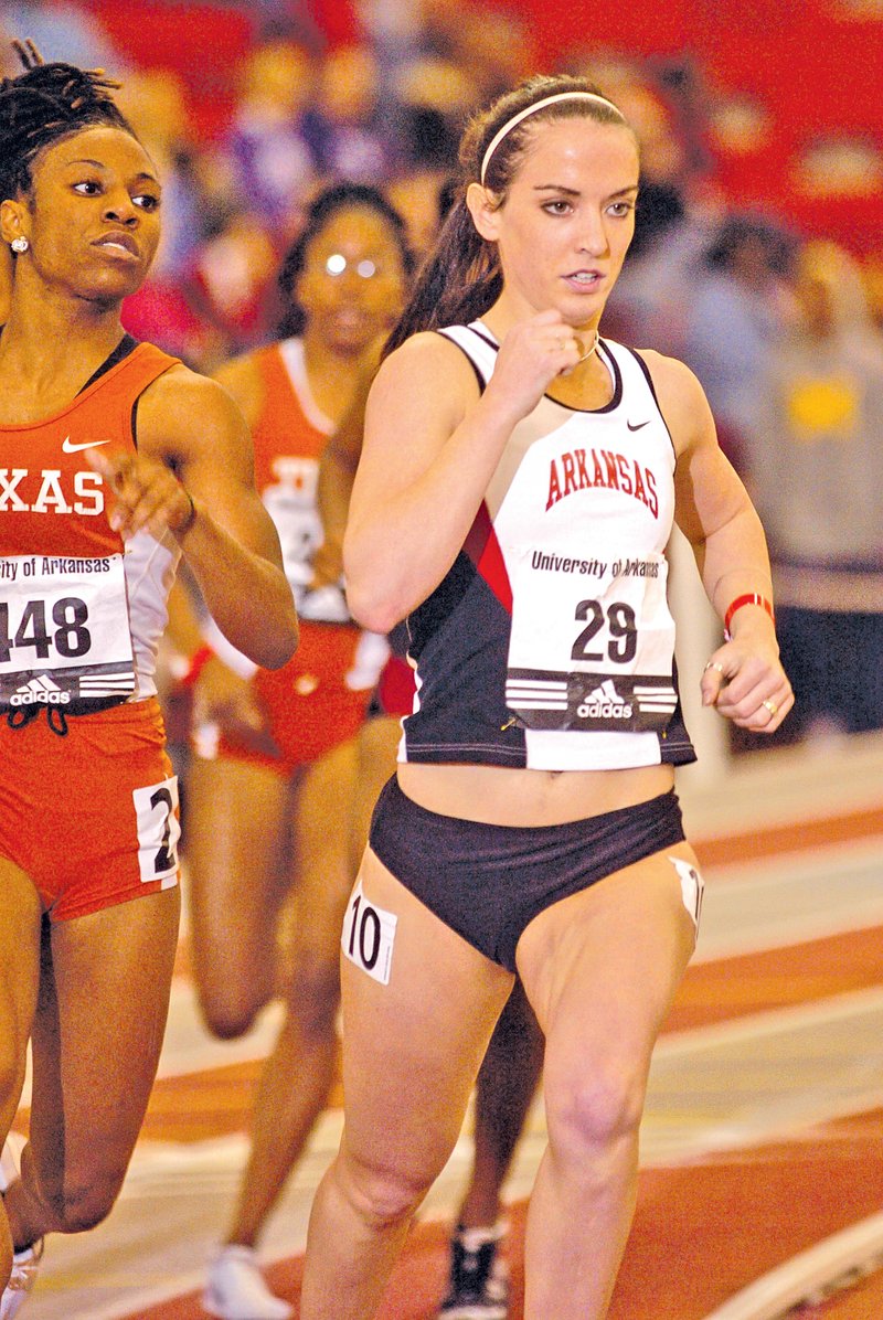  FILE PHOTO MICHAEL WOODS Paige Farrell was a four-time state champion in the 400 meters and won the state title in the 800 meters as a senior at Springdale. Her state record of 55.54 seconds in the 400 meters still stands. Farrell was also a four-time All-American, a four-time All-Southeastern Conference selection and a member of five school record-setting relay teams at the University of Arkansas.