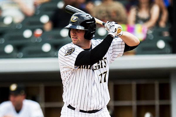 Former Arkansas infielder Andy Wilkins was named the International League Batter of the Week for the period of July 14-20, 2014. (photo courtesy of Charlotte Knights)