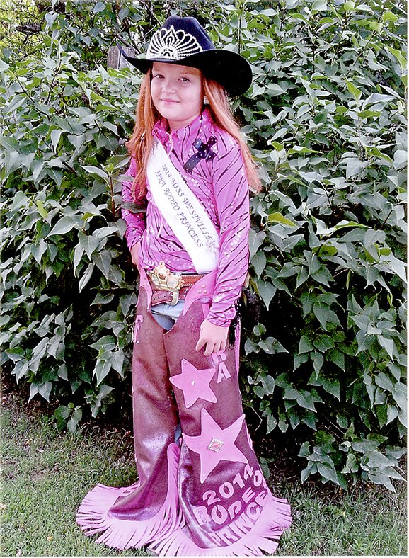 Courtesy photo Heidi Rust, 10, was named 2014 Miss Westville IPRA (International Professional Rodeo Association) Rodeo princess. Heidi is the daughter of Beverly Napier, of Greenland; and Bobby Rust, of Prairie Grove. She is a Lincoln Riding Club member.
