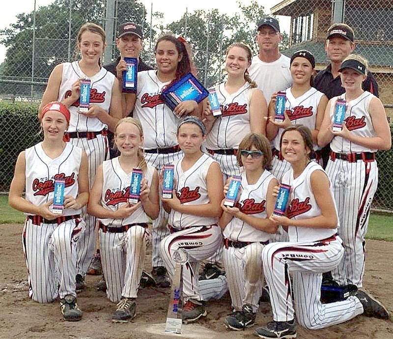 Photograph submitted The NWA ComBat girls softball team won the 14u USSSA World Series in Memphis, Tenn., this weekend. The team has several players from Pea Ridge &#8212; Avery Dayberry, Hollyn Davis, Bailey Johnson and Halley Laster &#8212; as well as two coaches from Pea Ridge. Players and coaches are, front, from left: Emma Wood, Hollyn Davis, Halley Laster, Nicole Hendrix and Avery Hughes; back from left: Avery Dayberry, Andrea Pulido, Bailey Johnson, Elia Garza and Kennadie Stucki; and coaches David Wood, Mark Davis and Mark Laster.