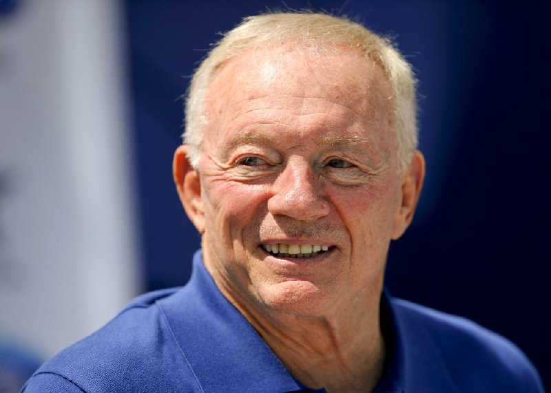 Dallas Cowboys owner Jerry Jones speaks at the "State of the team" news conference during Dallas Cowboy's training camp, Wednesday, July 23, 2014, in Oxnard, Calif. (AP Photo/Gus Ruelas)