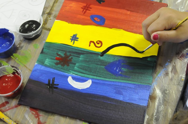 STAFF PHOTO FLIP PUTTHOFF A painting in the style of Surrealism painter Joan Miro takes shape in the &#8220;Immersion in Modernism&#8221; class at art camp.