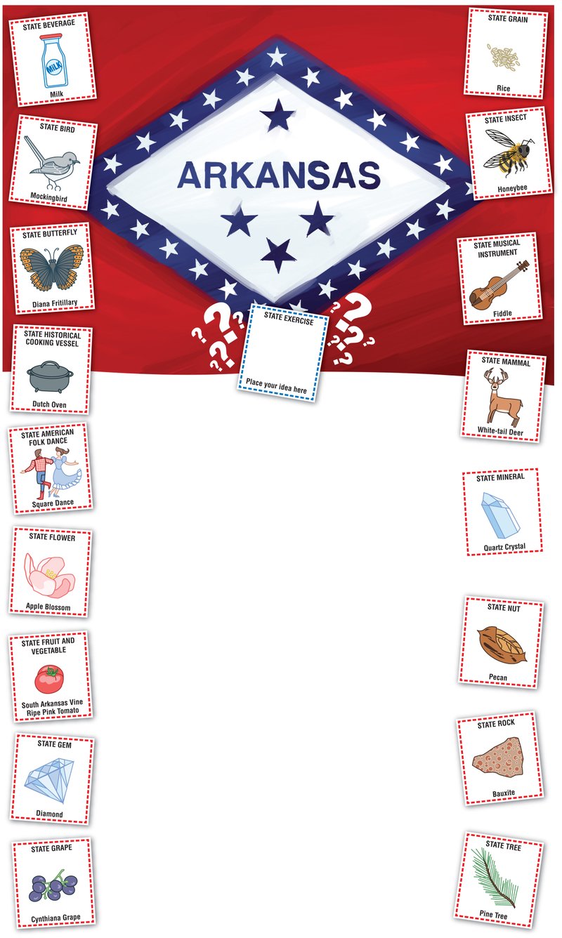 Arkansas Democrat-Gazette illustration of Arkansas symbols.