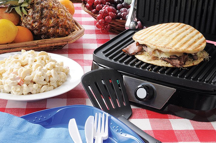 A small tabletop electric grill is ideal for making paninis in your kitchen.