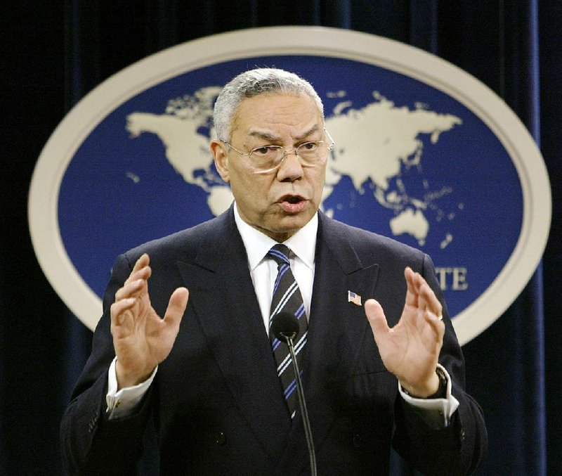 Former Secretary of State Colin Powell, shown in 2004, had no comment Wednesday about when he was informed about the CIA’s harsh interrogations and detentions.