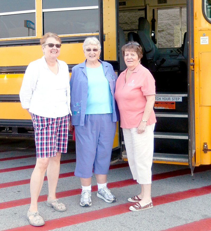 COURTESY PHOTO ESA members Alice Snodgrass, Judy Duncan and Margie Edmonds (left to right) prepare to work at United Way&#8217;s recent &#8220;Stuff the Bus&#8221; effort at the Jane Walmart.
