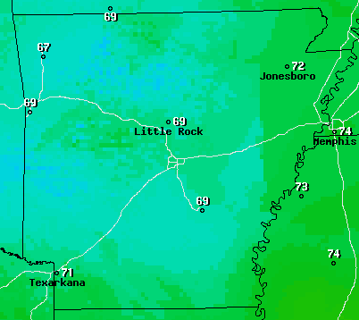 This National Weather Service map shows temperatures at 10 a.m.