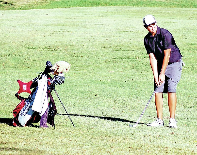 Staff Photo Graham Thomas Brandon Coale, senior golfer, has been a mainstay on the course for Siloam Springs since he was a freshman. Coale and the Panthers opened golf season Monday at the Bomber Invitational held at Big Creek Golf and Country Club in Mountain Home.