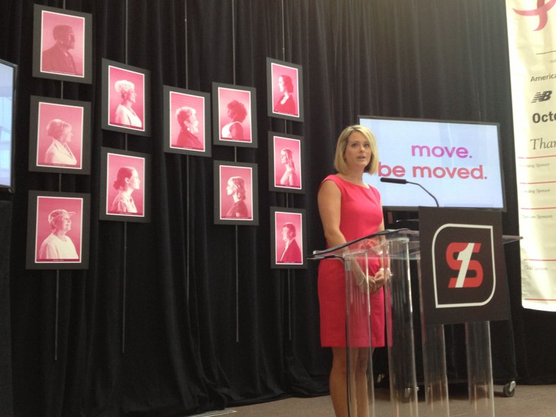 Arkansas Affilitate Susan G. Komen for the Cure Race Chair Ashley Hurst on Tuesday, Aug. 5, 2014, announces the year's theme, race date and fundraising goal.