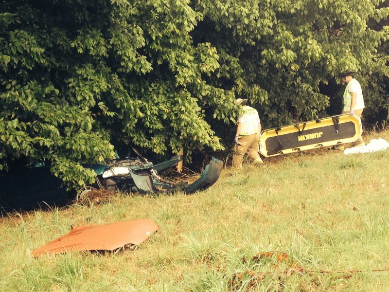 The scene of a wreck on Interstate 49 Thursday morning near the Johnson exit.