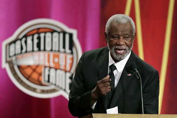Former University of Arkansas head coach Nolan Richardson addresses a gathering during his enshrinement ceremony for the Basketball Hall of Fame in Springfield, Mass., Friday, Aug. 8, 2014. Richardson led Arkansas to the 1994 National Championship and to three Final Four appearances in 1990. 1994 and 1995. (AP Photo/Charles Krupa)