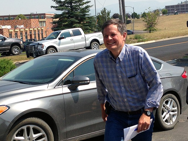 U.S. Rep. Steve Daines arrives for a meeting in Helena Thursday, Aug. 7, 2014 after learning Sen. John Walsh, his opponent in the race for U.S. Senate, was dropping his campaign for office. Daines said he respected Walshs decision before heading into a discussion on the agriculture industry with farmers and ranchers at the Montana Stock Growers Association.