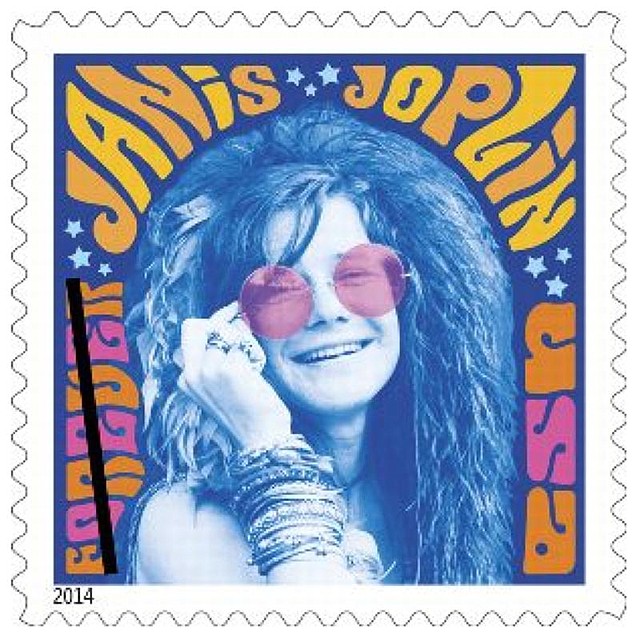 The stamp shown here honoring singer Janis Joplin was unveiled Friday in San Francisco. A line of Harry Potter stamps prompted angry letters from the Postal Service’s Citizens’ Advisory Stamp Committee to Postmaster General Patrick Donahoe.