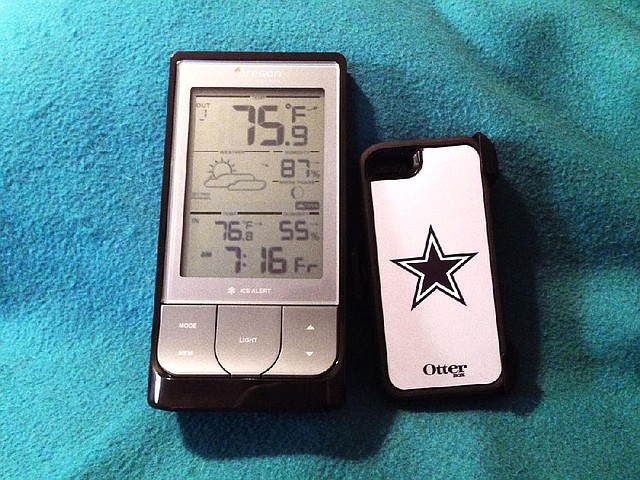 Special to the Arkansas Democrat Gazette - The Oregon Scientific Weather@Home weather station and the NFL series Defender case from Otter Box are sure to have you ready for the fall. 