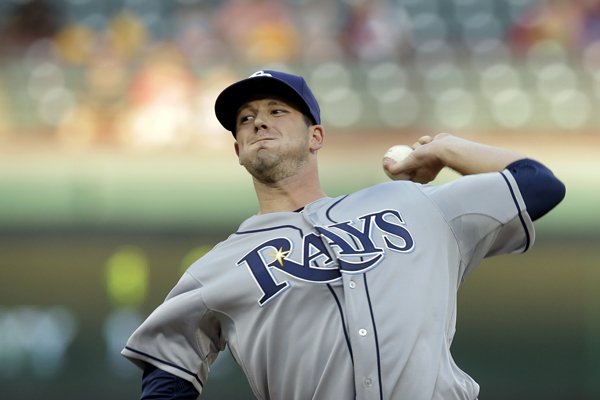 Tampa Bay Rays starting pitcher Drew Smyly delivers to the Texas Rangers in a baseball game, Monday, Aug. 11, 2014, in Arlington, Texas. (AP Photo/Tony Gutierrez)