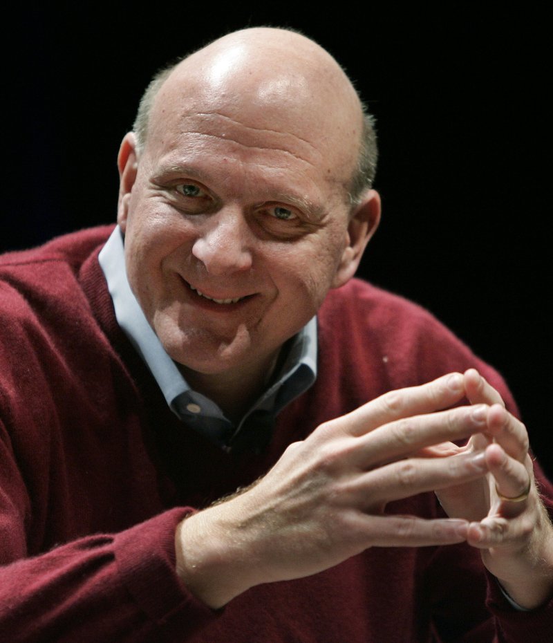 In this March 2, 2010,  file photo, Microsoft Corp. CEO Steve Ballmer speaks in Santa Clara, Calif. Ballmer is officially the new owner of the Los Angeles Clippers. The team says the sale closed Tuesday, Aug. 12, 2014,  after a California court confirmed the authority of Shelly Sterling, on behalf of the Sterling Family Trust, to sell the franchise. 