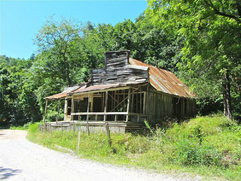 The skeleton of the Taylor-Medley Store is a prominent structure in Rush Historic District, on Buffalo National River land administered by the National Park Service.