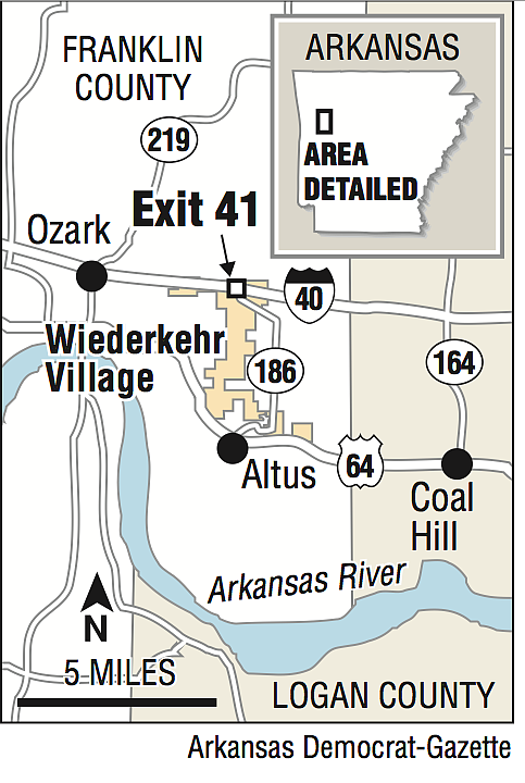 A map showing the location of Altus, Arkansas.