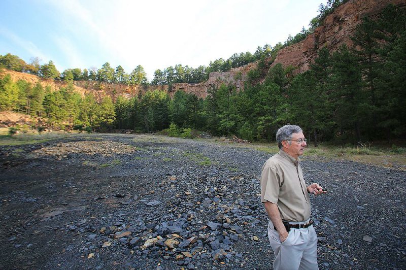 Patrick Henry Hays stands at the future site of North Little Rock’s giant Big Rock bluff sculptures. Hays formally withdrew his name from consideration.