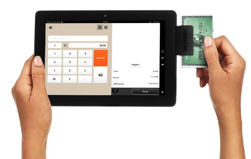 This product image provided by Amazon shows Amazon Local Register, the company's new credit-card processing device and mobile app designed to help small business owners accept payments through their smartphones and tablets. (AP Photo/Amazon)
