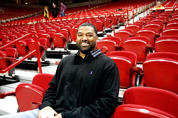 Former University of Arkansas standout Lee Mayberry before the Arkansas vs Michigan in Bud Walton Arena in Fayetteville on Saturday, Jan. 21, 2012.
