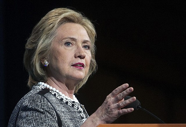 FILE - This May 14, 2014 file photo shows former Secretary of State Hillary Rodham Clinton speaking in Washington. On any given day, Republicans call Hillary Rodham Clinton a deeply flawed future presidential candidate. Or a formidable one. Or, with the right amount of Republican-led scrutiny, one who might not run after all. As the former secretary of state, first lady and New York senator prepares for a high-profile book tour in June, Republicans are using a variety of approaches to try to define Clinton and drive down the mostly positive approval ratings she built while in President Barack Obama's Cabinet. At the same time, the GOP is building an anti-Clinton infrastructure that aims to undercut her appeal more than two years ahead of the presidential election. (AP Photo/Cliff Owen, File)