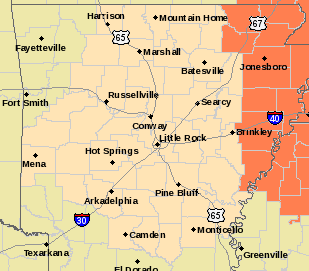 The counties in orange will be under a heat advisory Wednesday.