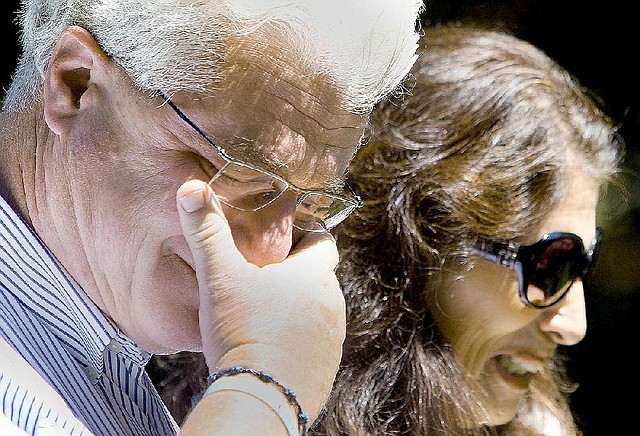 John and Diane Foley talk about their son Wednesday outside their home in Rochester, N.H.