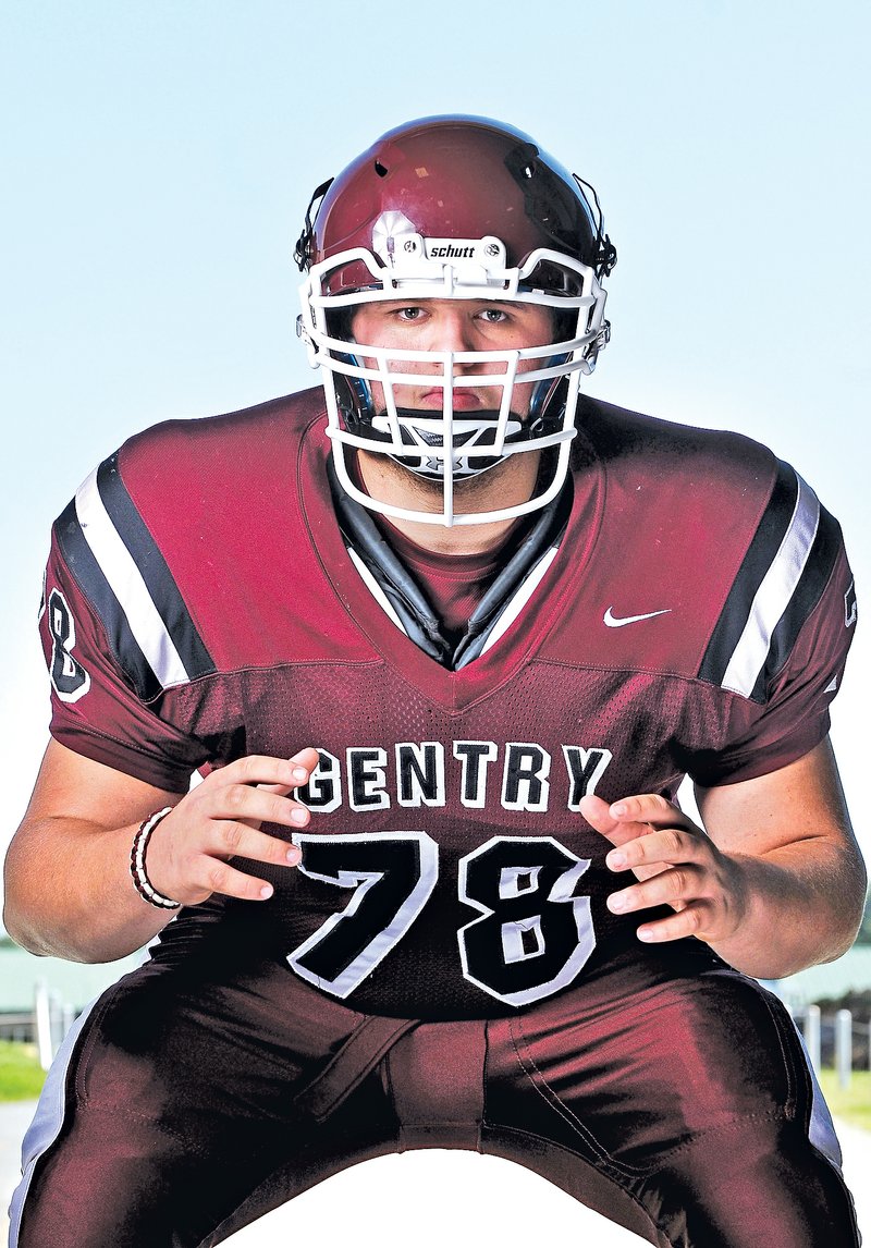  Staff Photo BEN GOFF &#8226; @NWABenGoff Zach Ellis will anchor both the offensive and defensive lines for Gentry this year.
