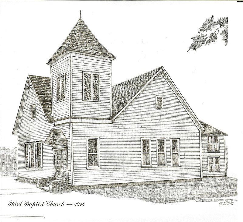 Submitted photo - This illustration by Olivia Pierce shows Third Baptist Church as it appeared in 1914.