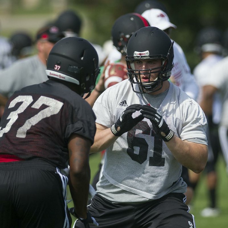 Tackle Colton Jackson (shown) and guard Alan Wright are the only players on Arkansas State’s offensive line with starting experience.