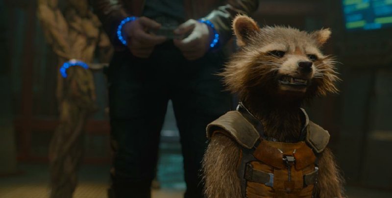 Actor Bradley Cooper does the voice of Rocket Raccoon in Guardians of the Galaxy. The movie climbed back into first place at last weekend’s box office and made $17.2 million.