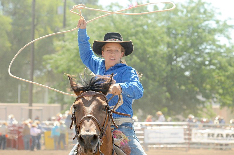 Submitted photo Rodeo champion: Lake Hamilton grad Jessica Rowland competes in a recent rodeo competition. Rowland placed first in the Senior Girls All-Around standings and won the Goat Tying competition at the 2014 National Little Britches Rodeo Association Finals in Pueblo, Colo., last month.