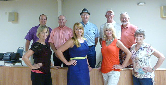 Submitted photo DANCERS: From left, Jan Galloway, Mandy Golleher, Karla Hunter and Betty Harris, and back, from left, Lance Spicer, Ron Galloway, Doyle &#8220;Jack&#8221; Jackson, Mick Harris, and Joe Mouton attend a dance rehearsal.