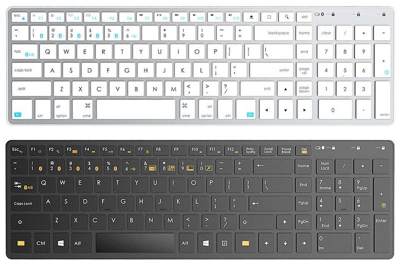 Special to the Arkansas Democrat Gazette- 09/05/2014 - The Satechi Bluetooth Wireless Smart Keyboard for Mac (top) and Windows can connect and switch between up to five devices, including computers, iPhones and iPads. 
