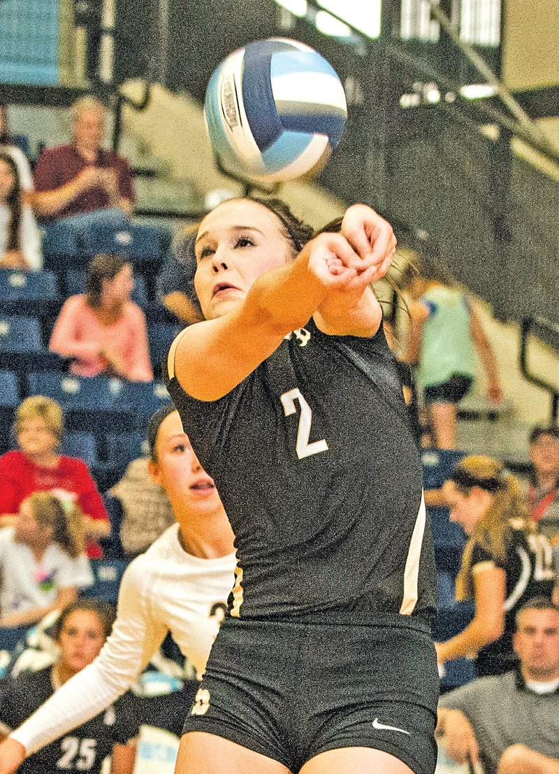  STAFF PHOTO ANTHONY REYES &#8226; @NWATONYR Anna LeDuc, Bentonville senior, defends the ball Tuesday against Springdale Har-Ber at Wildcat Arena in Springdale.