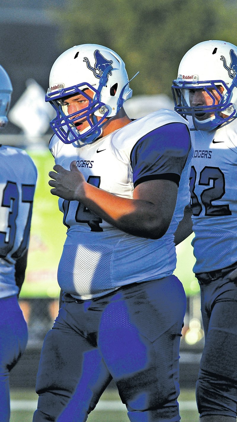  Staff Photo J.T. Wampler Skyler Partain of Rogers High was nearly knocked out of his starting role on the Mounties offensive line after suffering a snake bite.