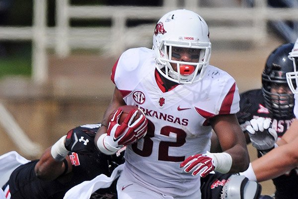 Arkansas running back Jonathan Williams carries the ball in the second quarter of the game in Jones AT&T Stadium in Lubbock, Texas on Saturday, Sept. 13, 2014. 