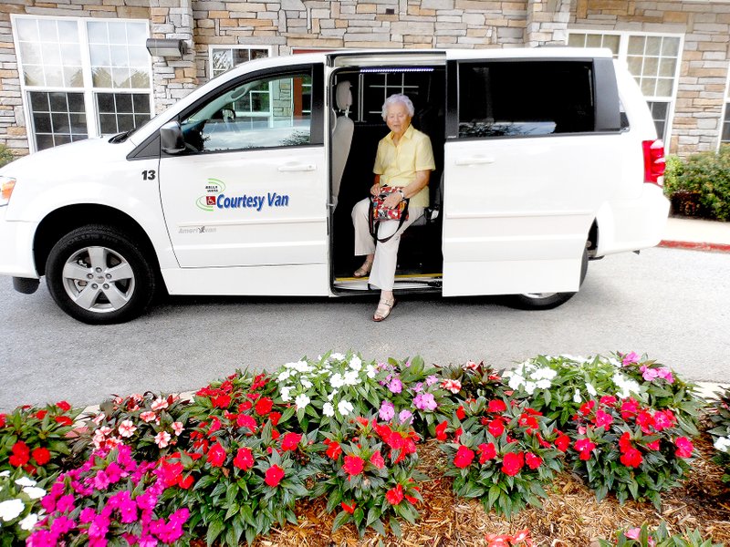 Submitted Joyce Moore climbs out of the Courtesy Van at Highlands Crossing.