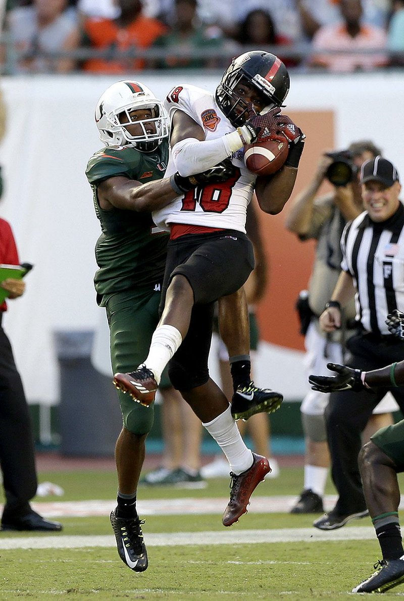 Arkansas State wide receiver Booker Mays had two catches for 38 yards Saturday against Miami, but it was his antics on ASU’s “Fainting Goat” fake punt that has drawn national attention.