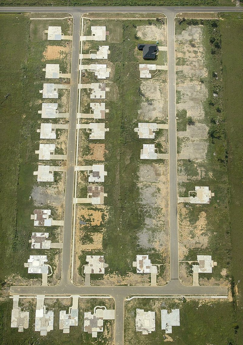 One home remains (top right) in the Parkwood Meadows neighborhood of Vilonia where more than 50 houses were destroyed in an April 27 tornado. Sen. Mark Pryor has filed legislation to create a tax credit, worth up to $1,000, for people who have storm shelters or safe rooms installed in their homes.