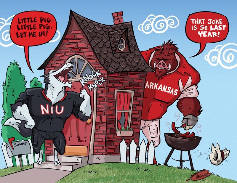 Arkansas Democrat-Gazette Northern Illinois at Arkansas Hogtoon illustration.