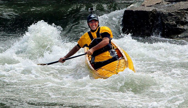 Special to the Democrat-Gazette/BOB ROBINSON
An unidentified kayaker tackles  rapid No. 2  Sept. 7 at Siloam Springs Kayak Park