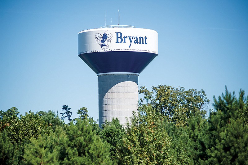 As if the city’s name on the water tower weren’t enough to signal to visitors and residents where they are, the Bryant water tower also includes the Bryant High School Hornet mascot.