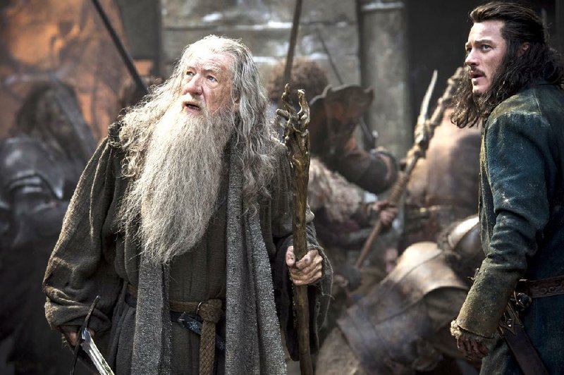 L to R: Ian McKellen and Luke Evans in The Hobbit: The Battle of Five Armies"