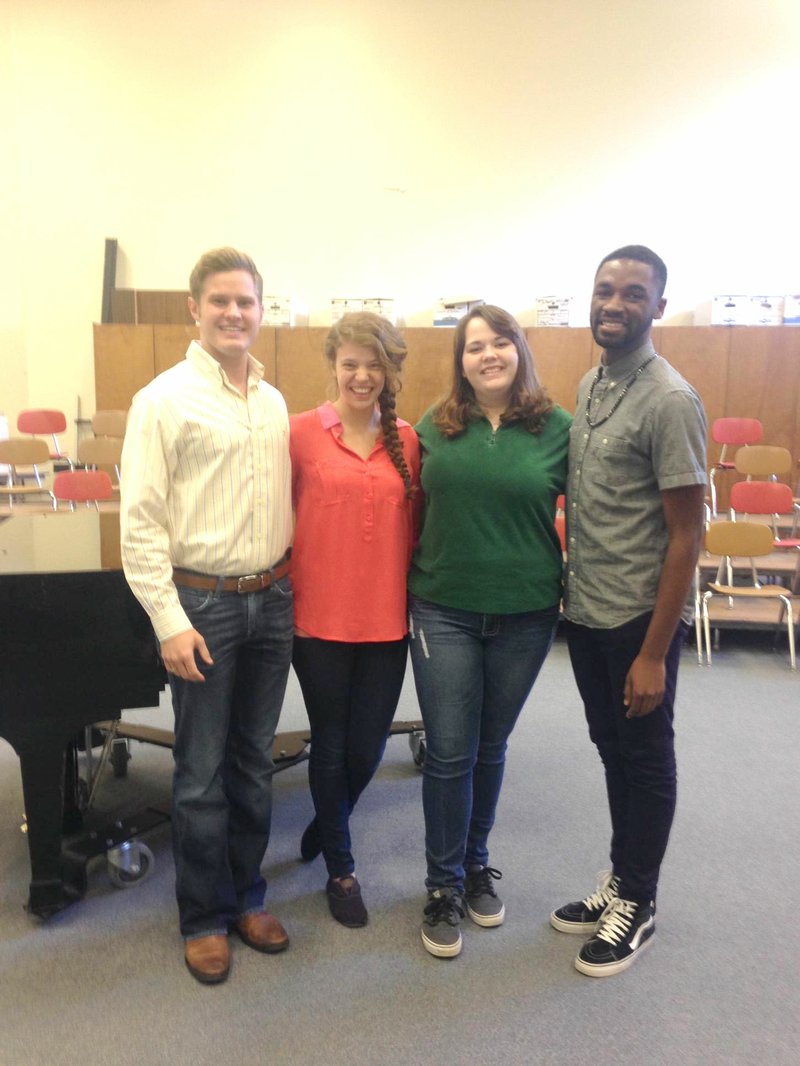 Submitted photo OPERA PROGRAM: Ouachita Baptist University students, from left, Seth Russell, Jillian Turner, Tori Clark and Todd McNeel, and Henderson State University students will take part in the Hot Springs Music Club&#8217;s opera.