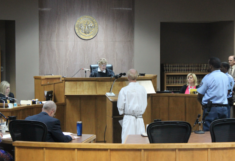 Timothy Buffington, center, appears before Jefferson County Circuit Judge Jodi Raines Dennis on Wednesday morning, Oct. 1, 2014. 