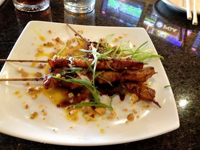 Thai Sate Sticks come in a sweet peanut dipping sauce at Oishi.